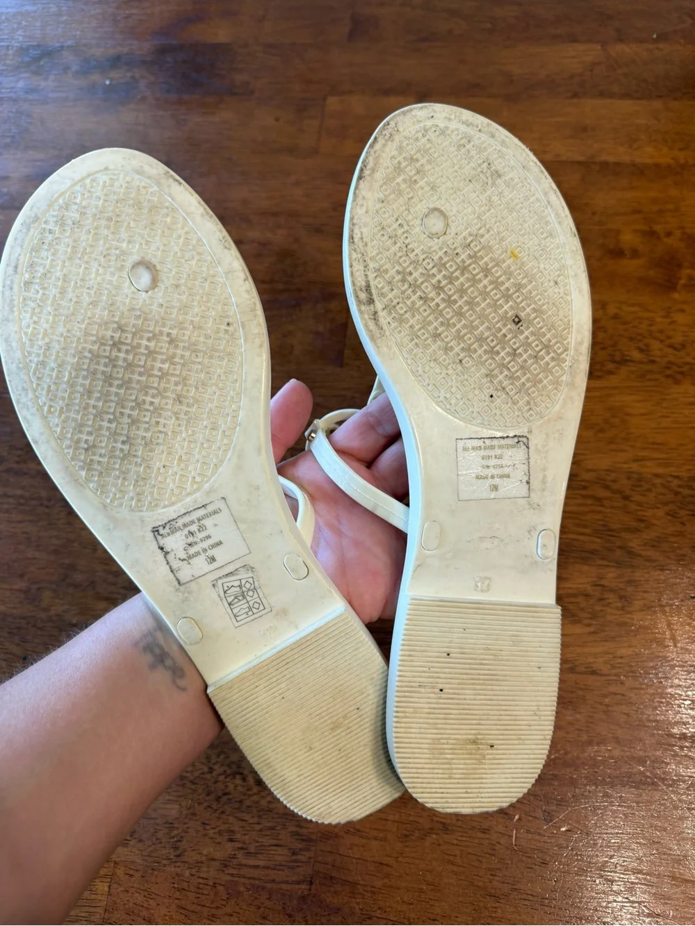 Tory Burch Ivory White Mini Miller Jelly Thong Sandals Sz 12
